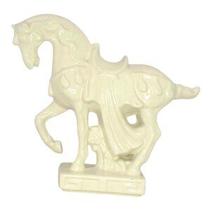 VTG 9" White Horse Figure Farm Decoration Glazed Ceramic Statue 1 - K4535